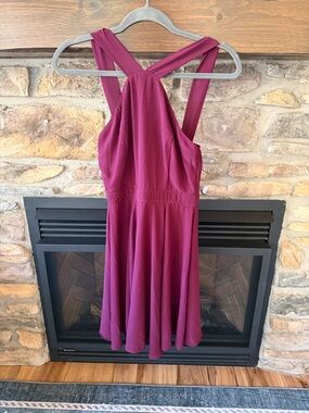 Lulu Sleeveless Cross-Back A-Line Dress - Berry